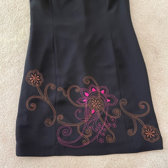 New Vtg Amanda Smith Exclusive of Decoration Black With Embroidery Dress, Sz 10 - Picture 8 of 12